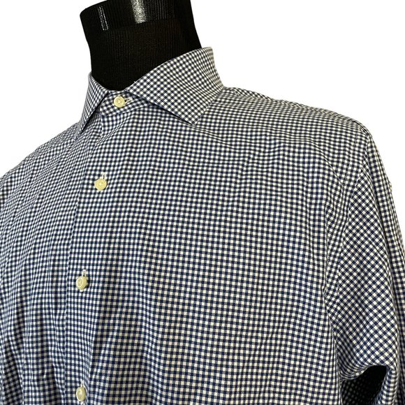 Brooks Brothers Other - Brooks Brothers Men's Regent Blue White Check Long Sleeve Button Front Shirt 17